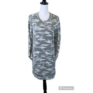 Athleta Women Gray Camo Dress Sz M Long Sleeve Active Sports Carefree Oversize